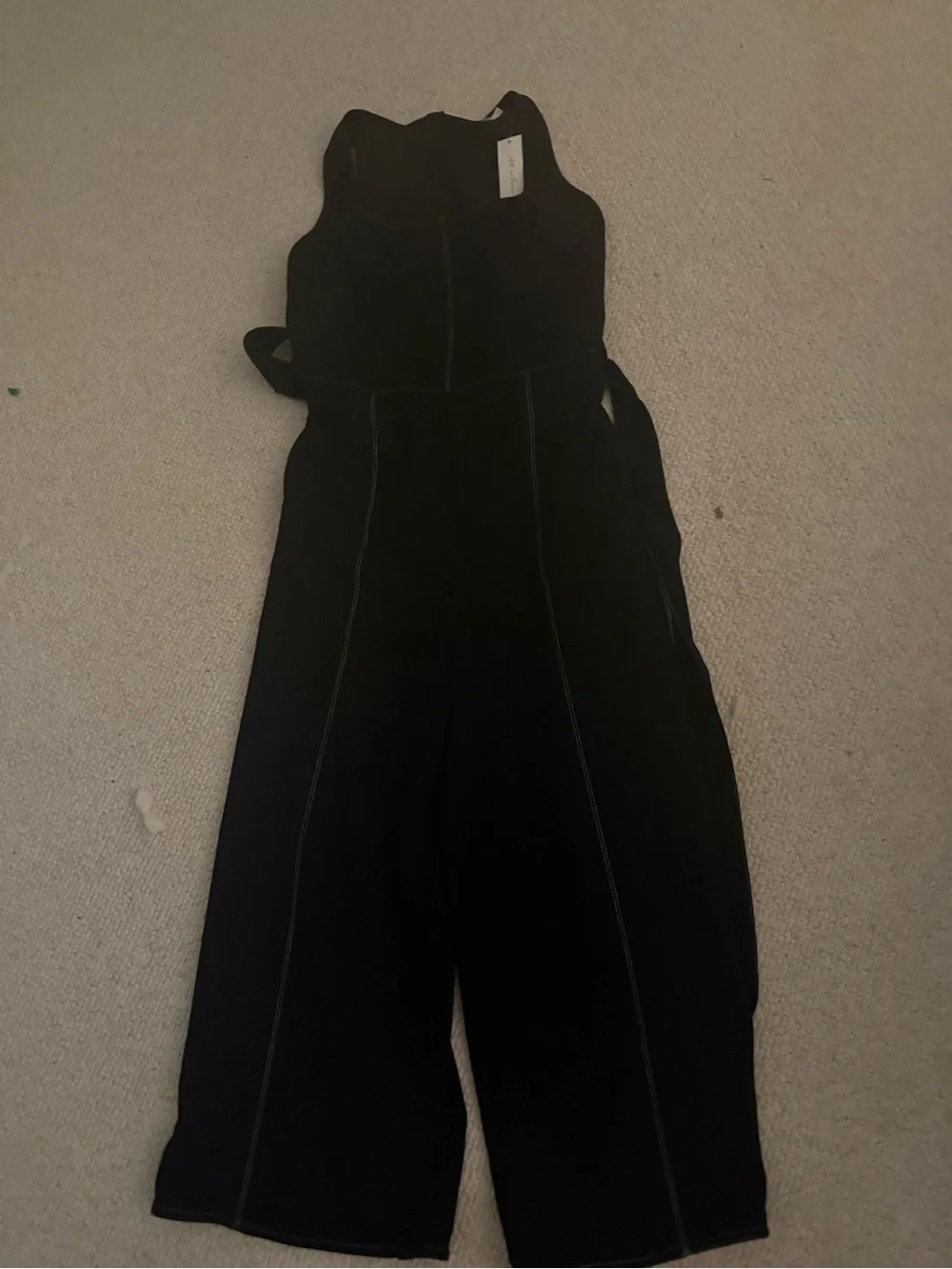 Black Wide-Leg Jumpsuit with Contrast Seams